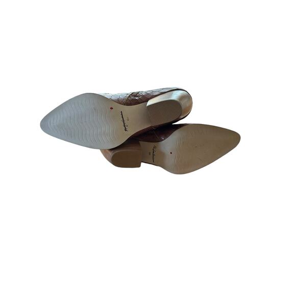 Anthro Matisse Bruna Embossed Croc Block Heel Knee High Zip Leather Boot Size 6M - Picture 9 of 11